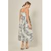 English Factory Women’s Floral Embroidery Sleeveless Midi Dress(Blue/Off White)