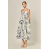 English Factory Women’s Floral Embroidery Sleeveless Midi Dress(Blue/Off White)