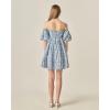 English Factory Women’s Floral Off the Shoulder Mini Dress(Blue)