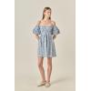 English Factory Women’s Floral Off the Shoulder Mini Dress(Blue)