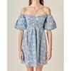 English Factory Women’s Floral Off the Shoulder Mini Dress(Blue)