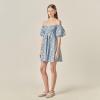 English Factory Women’s Floral Off the Shoulder Mini Dress(Blue)