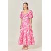 English Factory Women’s Floral Print Maxi Dress(Fuchsia)