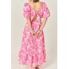 English Factory Women’s Floral Print Maxi Dress(Fuchsia)