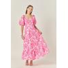 English Factory Women’s Floral Print Maxi Dress(Fuchsia)