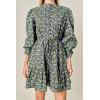 English Factory Women’s Floral Print Pintuck Smock Mini Dress, Black Multi, M