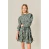 English Factory Women’s Floral Print Pintuck Smock Mini Dress, Black Multi, S