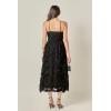English Factory Women’s Flower Embellished Midi Dress(Black)