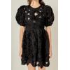 English Factory Women’s Flower Embellished Mini Dress(Black)