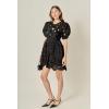 English Factory Women’s Flower Embellished Mini Dress(Black)