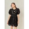 English Factory Women’s Flower Embellished Mini Dress(Black)