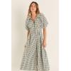English Factory Women’s Gingham Check Midi Dress(Black Multi)