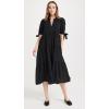 English Factory Women’s Gingham Tiered Midi Dress with Bow Tie Sleeves(Black)