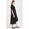 English Factory Women’s Gingham Tiered Midi Dress with Bow Tie Sleeves(Black)