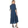 English Factory Women’s Gingham Tiered Midi Dress with Bow Tie Sleeves(Navy)
