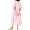 English Factory Women’s Gingham Tiered Midi Dress with Bow Tie Sleeves(Pink)