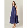 English Factory Women’s Halter Neck Tie Midi Dress(Navy)