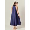English Factory Women’s Halter Neck Tie Midi Dress(Navy)