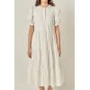 English Factory Women’s Mixed Media Embroidered Collar Midi Dress(White)