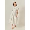 English Factory Women’s Mixed Media Embroidered Collar Midi Dress(White)