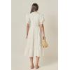 English Factory Women’s Mixed Media Embroidered Collar Midi Dress(White)