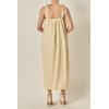 English Factory Women’s Pearl Detailed Midi Linen Dress(Natural)