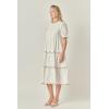 English Factory Women’s Scalloped Edge Midi Dress(Cream/Brown)