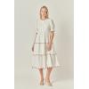 English Factory Women’s Scalloped Edge Midi Dress(Cream/Brown)