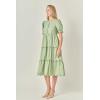 English Factory Women’s Scalloped Edge Midi Dress(Sage/Green)