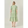 English Factory Women’s Scalloped Edge Midi Dress(Sage/Green)