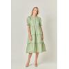 English Factory Women’s Scalloped Edge Midi Dress(Sage/Green)