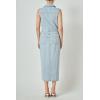 English Factory Women’s Sleeveless Maxi Denim Dress(Light Blue)