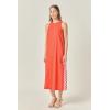 English Factory Women’s Sleeveless RIC Rac Midi Dress(Orange)