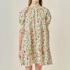 English Factory Women’s Smocked Puff Sleeves Mini Dress(Multi)