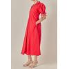 English Factory Women’s Stitch Detailed Midi Dress(Red)
