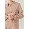 English Factory Women’s Stripe Collar Flared Skirt Dress(Brown)
