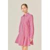 English Factory Women’s Stripe Collar Flared Skirt Dress(Burgundy)