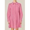English Factory Women’s Stripe Collar Flared Skirt Dress(Burgundy)