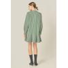 English Factory Women’s Stripe Collar Flared Skirt Dress(Dark Olive)
