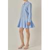 English Factory Women’s Stripe Collar Flared Skirt Dress(Powder Blue)