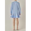 English Factory Women’s Stripe Collar Flared Skirt Dress(Powder Blue)