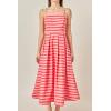 English Factory Women’s Striped Midi Dress(Pink/Orange Stripe)