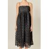 English Factory Women’s Thin Strapped Floral Embroidery Sleeveless Midi Dress(Black)