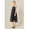 English Factory Women’s Thin Strapped Floral Embroidery Sleeveless Midi Dress(Black)
