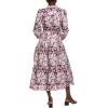 Printed Midi Dress(Burgundy/Blue)