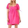 English Factory Pleated Detail Puff Sleeve Mini Dress(Pink)