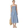 English Factory Women’s Checked Smocked Midi Dress(Navy Multi)