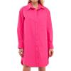 English Factory Women’s Classic Collared Mini Dress Shirt(Fuchsia)