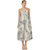 English Factory Women’s Floral Embroidery Sleeveless Midi Dress(Blue/Off White)
