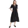 English Factory Women’s Gingham Tiered Midi Dress with Bow Tie Sleeves(Black)